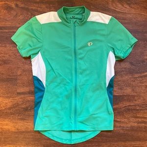 Pearl Izumi Full-Zip Short Sleeve Bike Jersey S Green & White